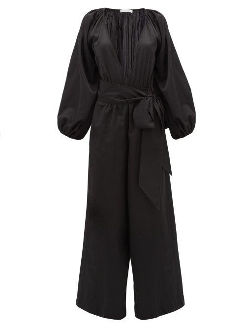 Matchesfashion.com Kalita - Venus Wide Leg Silk Blend Jumpsuit - Womens - Black