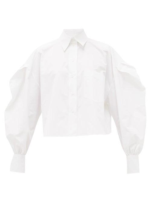 Matchesfashion.com Valentino - Puff-sleeved Cotton Shirt - Womens - White