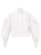 Matchesfashion.com Valentino - Puff-sleeved Cotton Shirt - Womens - White