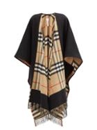 Matchesfashion.com Burberry - Giant-check Cashmere And Wool-blend Cape - Womens - Black Beige