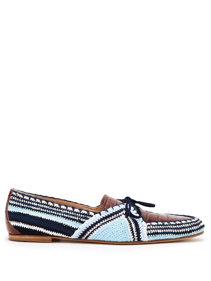 Gabriela Hearst Hays Crocodile-effect Leather And Crochet Loafers