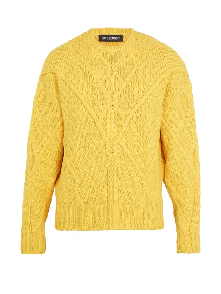 Neil Barrett Crew-neck Cable-knit Wool Sweater
