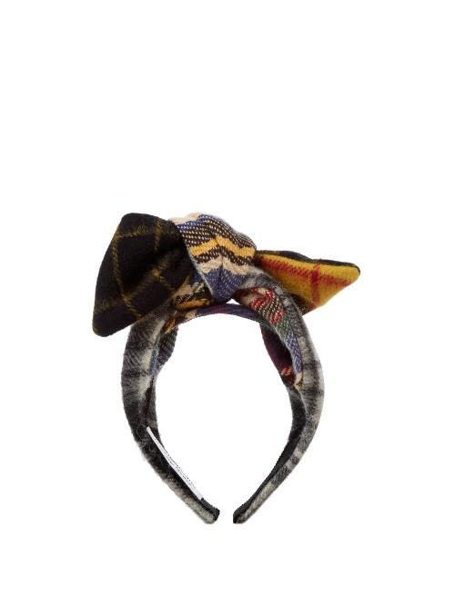 Benoît Missolin Camila Tartan-bow Wool Headband