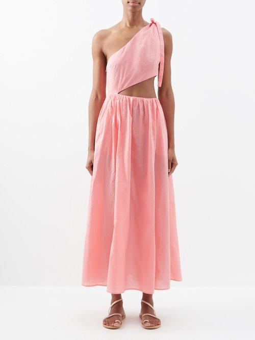 Marysia - Hero Alberobello Cutout Cotton Midi Dress - Womens - Mid Pink