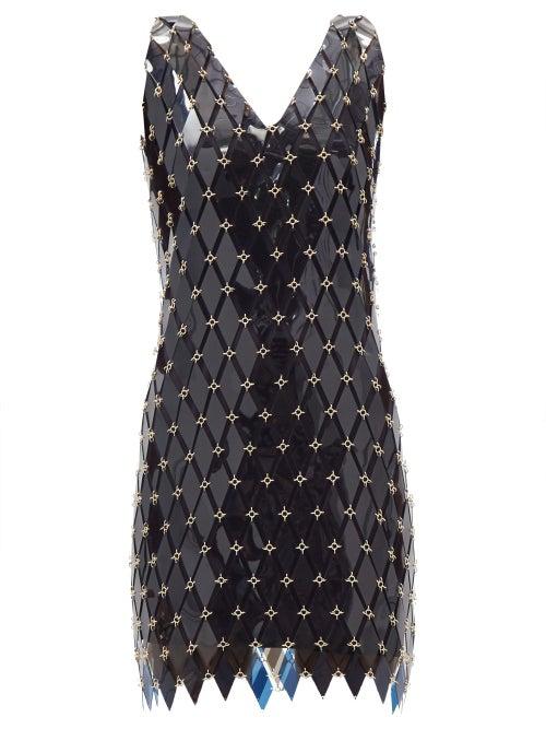 Matchesfashion.com Paco Rabanne - Pvc Diamond-paillette Chainmail Dress - Womens - Navy