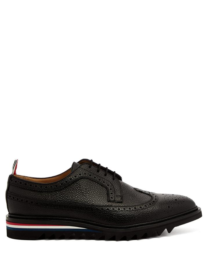 Thom Browne Longwing Stacked-sole Pebbled-leather Brogues