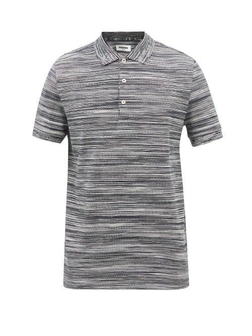 Missoni - Striped Cotton-piqu Polo Shirt - Mens - Black White