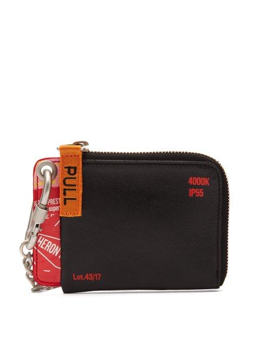 Matchesfashion.com Heron Preston - Chain Lanyard Leather Wallet - Mens - Black Multi