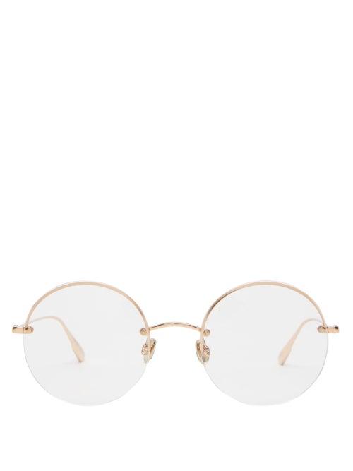 Matchesfashion.com Dior Eyewear - Stellaire Half Rim Round Metal Glasses - Womens - Rose Gold