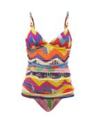 Matchesfashion.com Missoni Mare - Chevron-stripe Ruched Tank Bikini - Womens - Multi