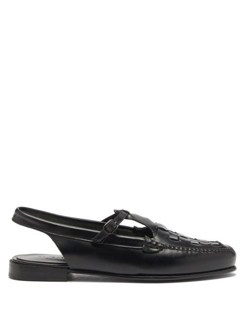 Hereu - Roqueta Woven-leather Slingback Sandals - Womens - Black