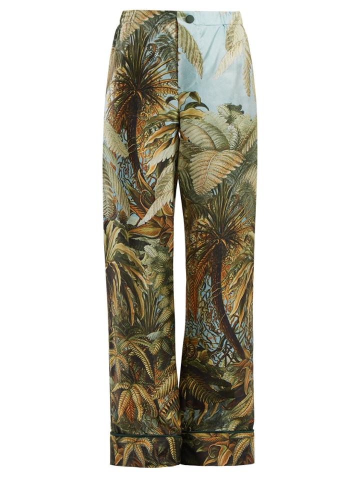 F.r.s - For Restless Sleepers Etere Foliage-print Silk Trousers