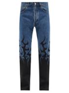 Vetements - Flame-print Straight-leg Jeans - Mens - Blue