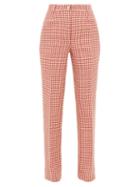 Matchesfashion.com Giuliva Heritage Collection - The Altea Houndstooth Linen Trousers - Womens - Red White