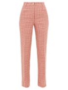 Matchesfashion.com Giuliva Heritage Collection - The Altea Houndstooth Linen Trousers - Womens - Red White