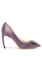 Matchesfashion.com Nicholas Kirkwood - Eden Crystal Embellished Satin Pumps - Womens - Purple