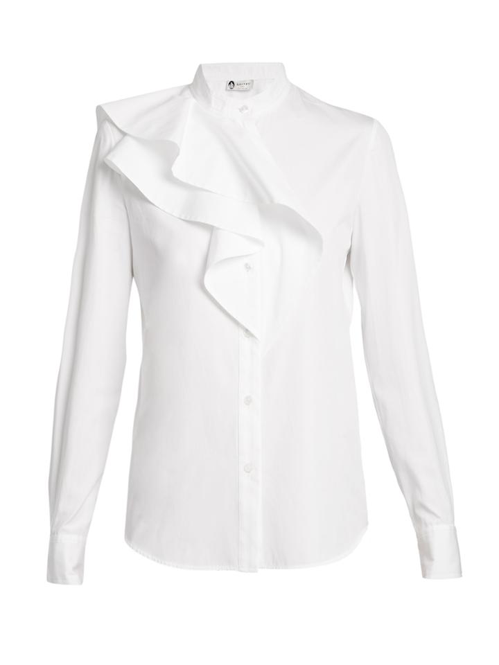 Lanvin Ruffled-panel Cotton-poplin Shirt