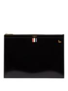 Matchesfashion.com Thom Browne - Smooth Leather Document Pouch - Mens - Black