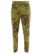 Erdem - Benedict Floral-embroidered Cotton Trousers - Mens - Green Multi