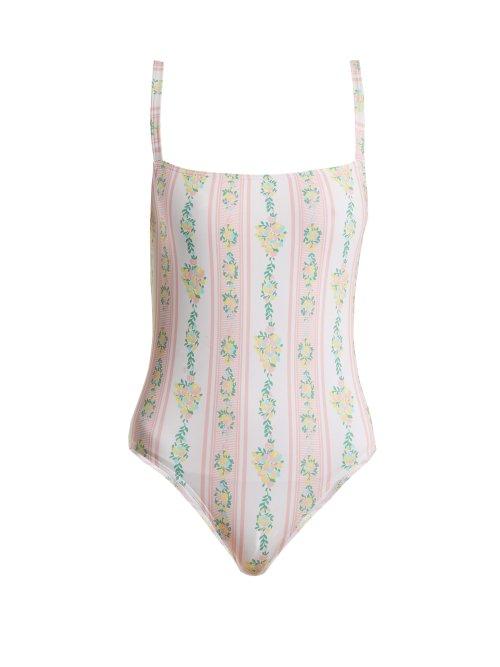 Matchesfashion.com Emilia Wickstead - Scarlet Floral Print Swimsuit - Womens - Pink Print