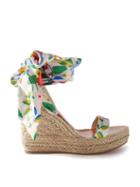 Christian Louboutin - Monica Du Desert 120 Silk-tie Wedge Sandals - Womens - Multi