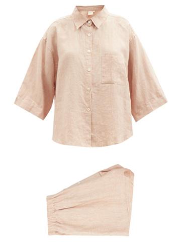 Deiji Studios - 03 Short Linen Pyjamas - Womens - Light Orange