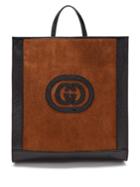 Gucci Logo-front Suede Tote
