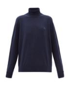 Acne Studios - Kurtle Roll-neck Face-patch Wool Sweater - Womens - Navy