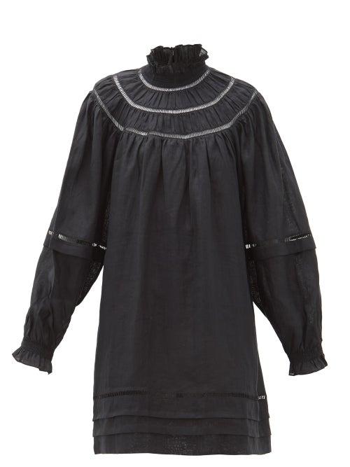 Matchesfashion.com Isabel Marant Toile - Adenia Ladder-lace Linen Dress - Womens - Black