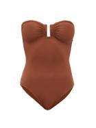 Matchesfashion.com Eres - Cassiope U-ring Strapless Swimsuit - Womens - Brown