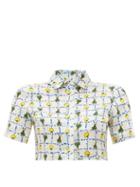 Matchesfashion.com Staud - Copa Vegetable Print Linen Shirt - Womens - Ivory Multi