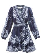 Ladies Beachwear Zimmermann - Aliane Blue Bird-print Cotton Wrap Dress - Womens - Navy