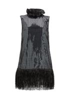 Matchesfashion.com Halpern - Fringed Sequinned Mini Dress - Womens - Grey