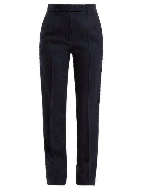 Matchesfashion.com Calvin Klein 205w39nyc - Side Stripe Straight Leg Wool Trousers - Womens - Navy