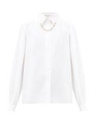 Matchesfashion.com Givenchy - Chain-collar Cotton-poplin Shirt - Womens - White