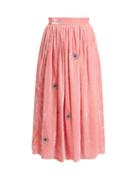 Matchesfashion.com Jupe By Jackie - Strock Floral Embroidered Silk Velvet Skirt - Womens - Pink