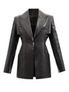 Givenchy - Single-breasted Peak-lapel Leather Jacket - Womens - Black
