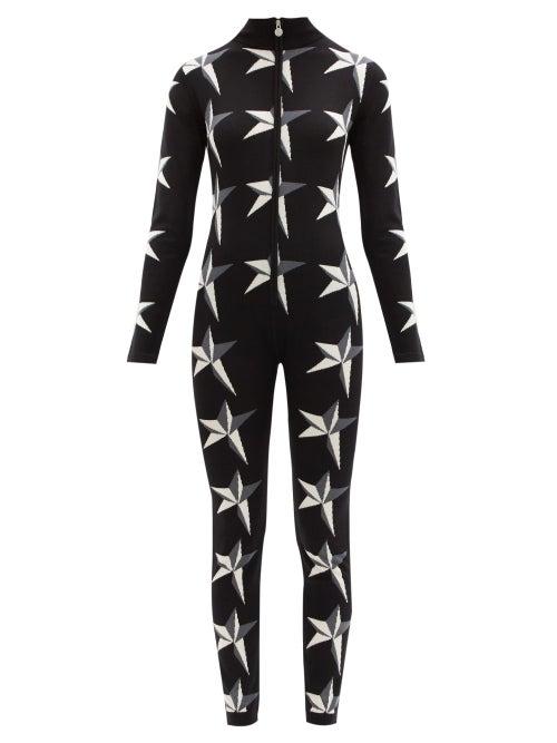 Matchesfashion.com Perfect Moment - Star-intarsia Merino-wool Jumpsuit - Womens - Black Print