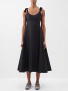 La Ligne - Rebecca Tie-shoulder Organic Cotton-blend Dress - Womens - Black