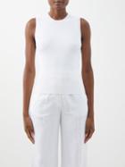 Another Tomorrow - Ribbed-knit Tank Top - Womens - White