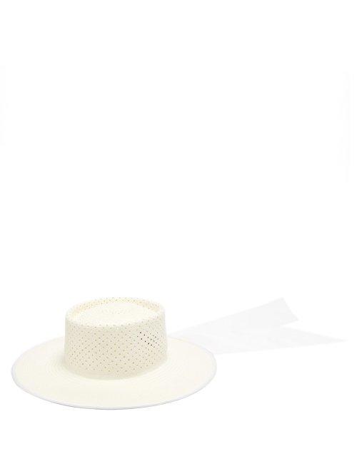 Matchesfashion.com Lola Hats - Sprinkler Silk Tie Straw Hat - Womens - White