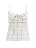 Ladies Rtw Brock Collection - Siria Windowpane-check Linen-blend Top - Womens - Blue White