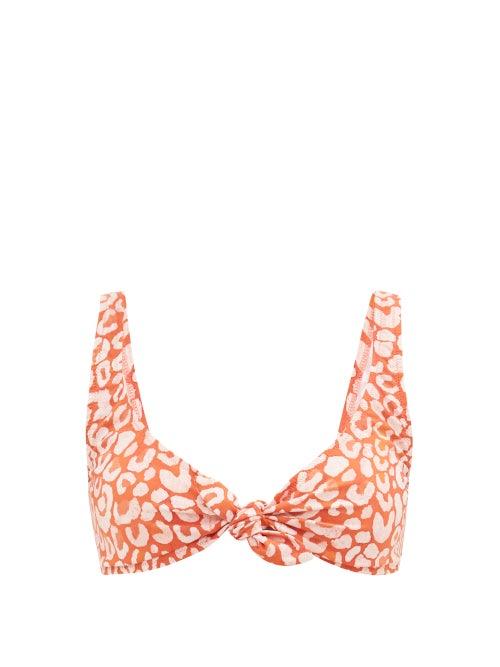 Matchesfashion.com Fisch - Lurin Tie-front Leopard-print Bikini Top - Womens - Leopard
