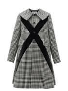 Matchesfashion.com Comme Des Garons Comme Des Garons - Velvet-panel Single-breasted Checked Wool Coat - Womens - Black White