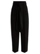 Matchesfashion.com Valentino - High Rise Tie Waist Silk Georgette Trousers - Womens - Black