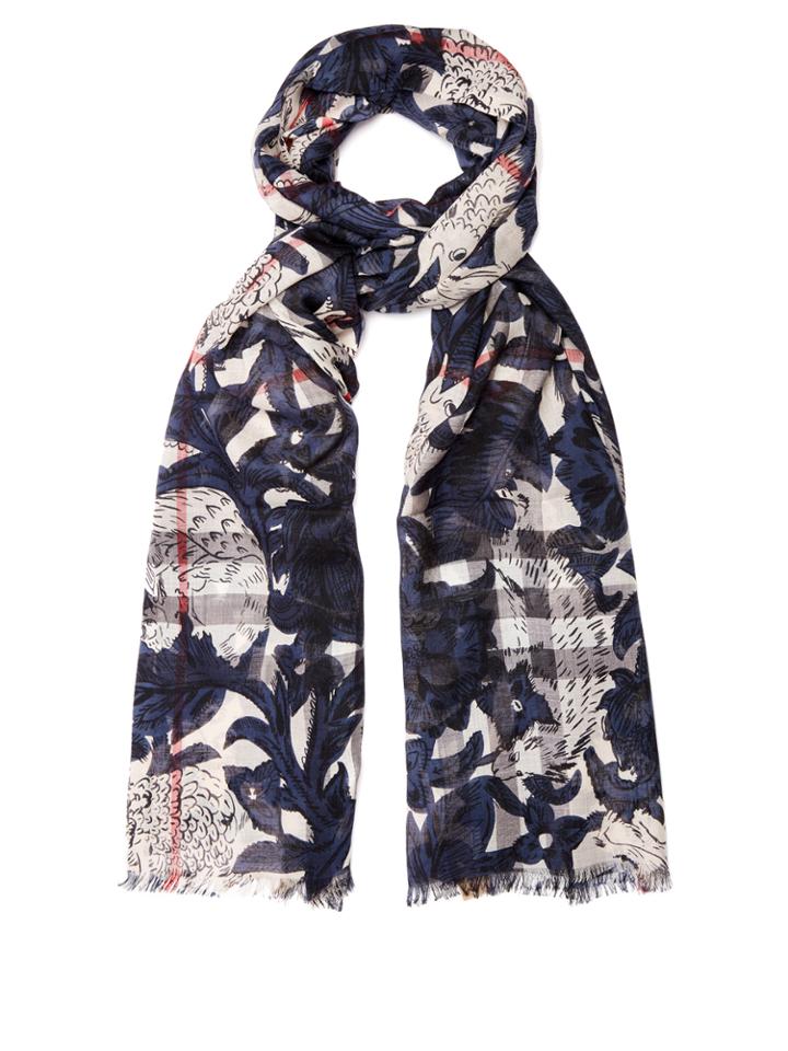Burberry Beasts-print Wool-blend Scarf