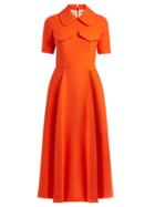 Matchesfashion.com Emilia Wickstead - Alice Short Sleeved Wool Crepe Midi Dress - Womens - Orange