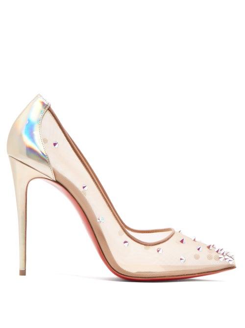 Matchesfashion.com Christian Louboutin - Degra 100 Crystal Stud Embellished Pumps - Womens - Nude