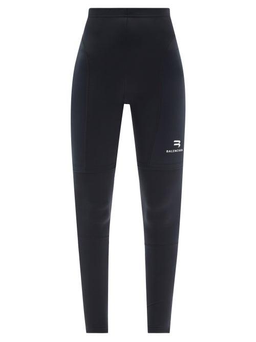 Balenciaga - Logo-print Stretch-jersey Leggings - Womens - Black White