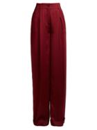 Matchesfashion.com Valentino - High Rise Wide Leg Silk Satin Trousers - Womens - Burgundy